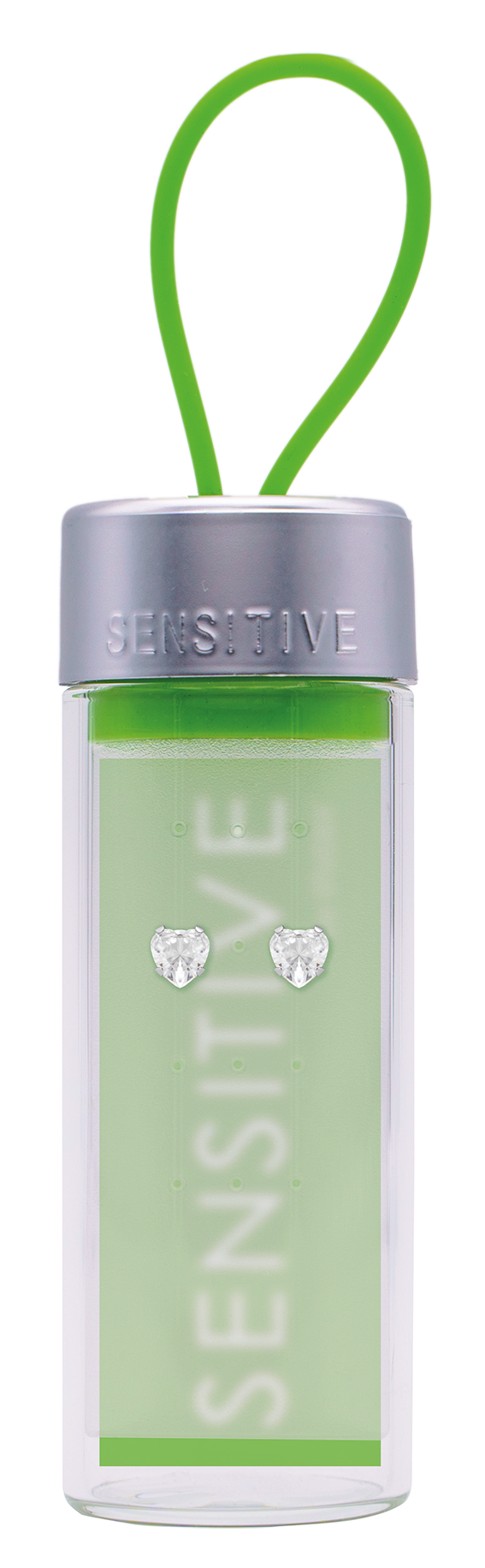 Sensitive by STUDEX® Prong Setting, Cubic Zirconia Heart Cut Tube Cube